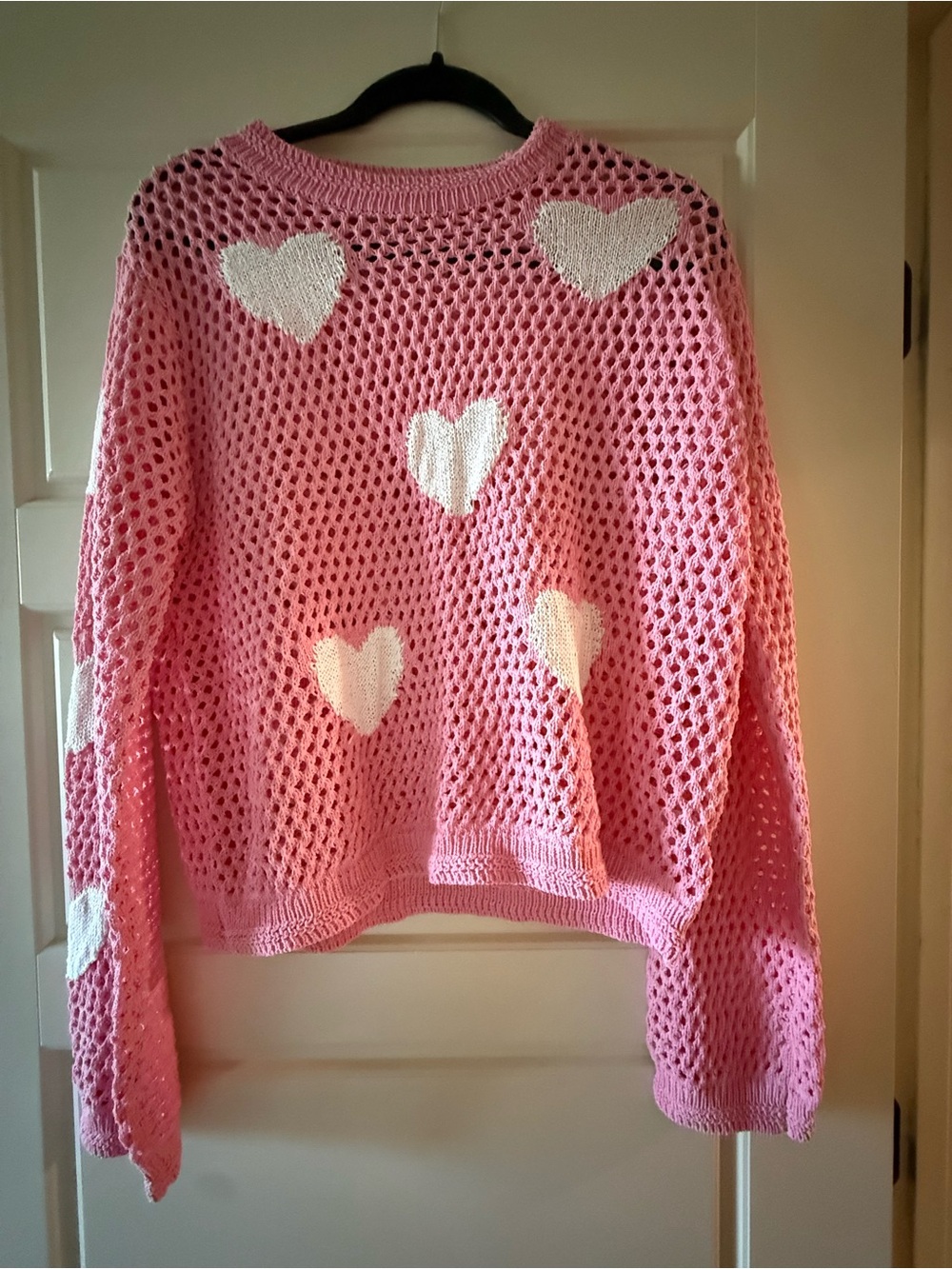 Pink Heart Open-Knit Sweater by POL.